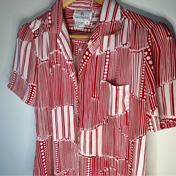 SOLD Vintage Semi-Sheer Stuart Randolph button Down Short Sleeve Blouse - Picture 6 of 10